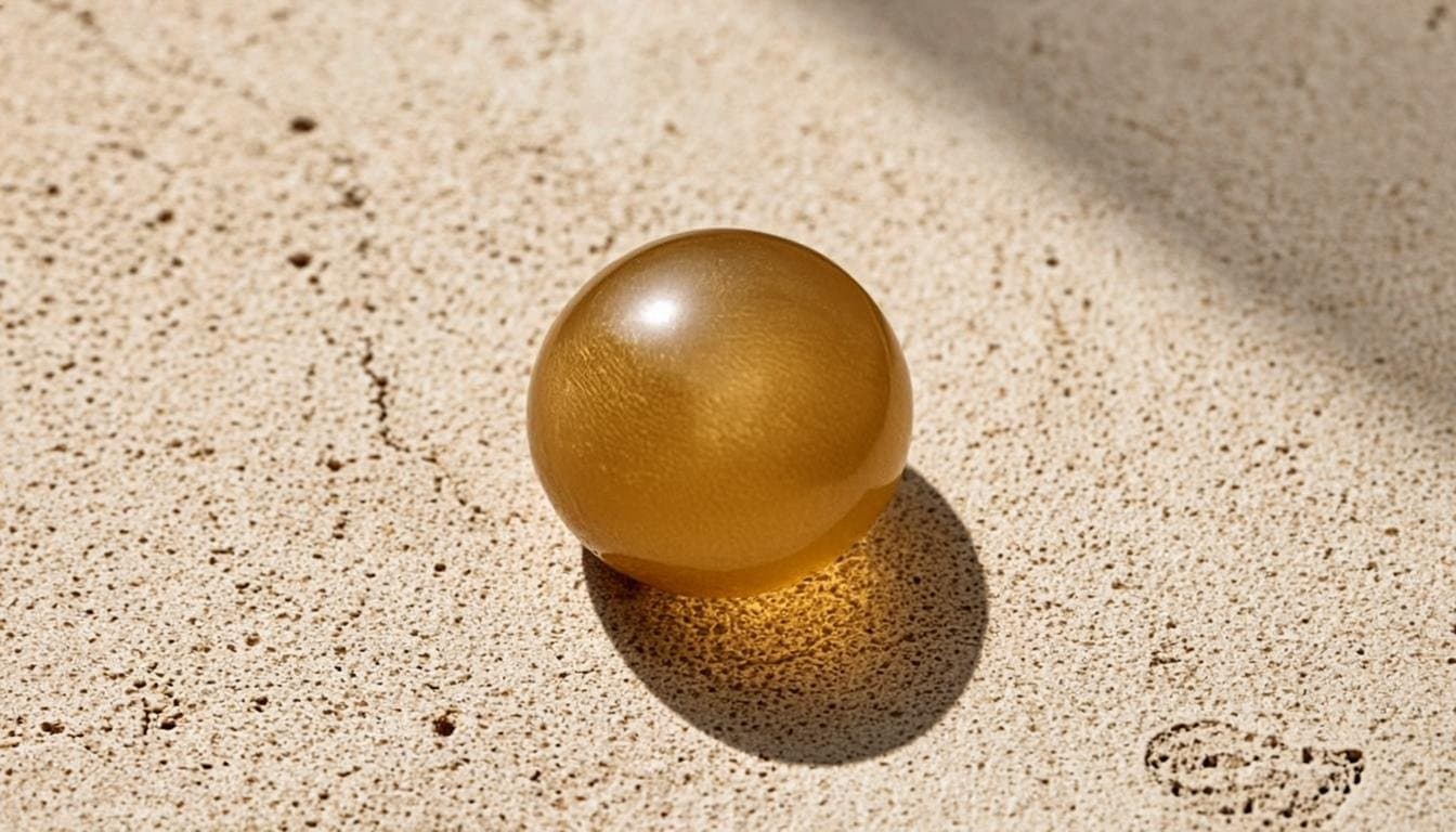 Textura de piedra cálida con gotas de aceite dorado
